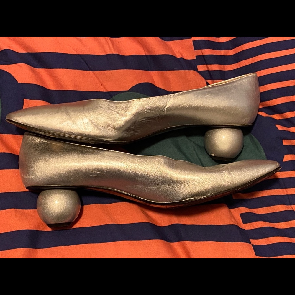 Yves Saint Laurent Vintage Silver Ball Heel Sz 11